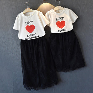 Bear Leader Girls Clothing Sets 2019 Summer New Mother And Daughter Set Skirt Love Letter Short-Sleeved T-Shirt Western Suit